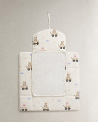 Carriage Teddy bamboo baby changing mat — carriage teddy print, soft bamboo cotton