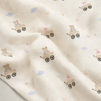 Carriage Teddy bamboo baby quilt — carriage teddy print, soft bamboo cotton