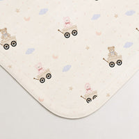 Carriage Teddy bamboo baby quilt — print detail