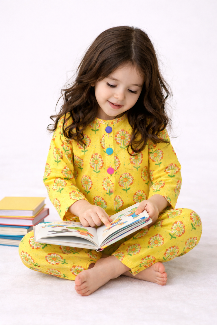 Yellow Floral Cotton Co-ord Set