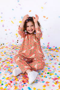 Peach Parrot Cotton Co-ord Set