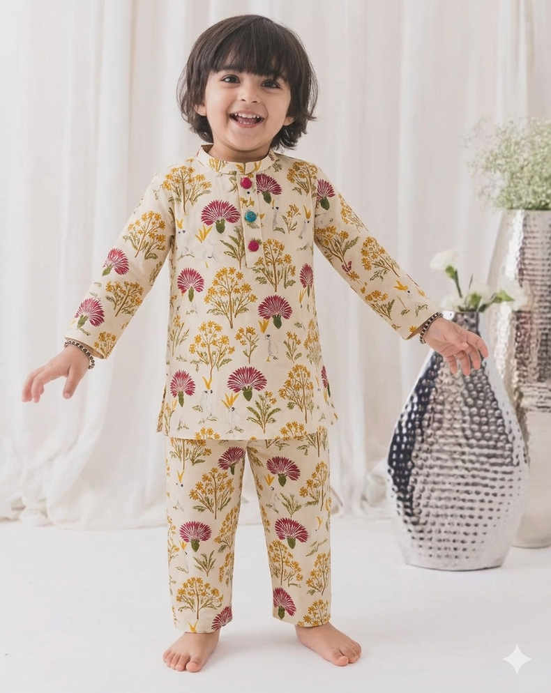 Multi-Colored Floral Cotton Co-ord Set