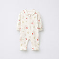 Cherry & Bunny bamboo cotton baby sleepsuit — full-sleeve two-way zip romper onesie, front