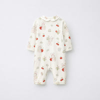 Cherry & Bunny bamboo cotton baby sleepsuit — two-way zip romper onesie