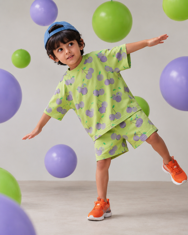 Boy wearing Anaario Cherry Bomb Co-ord Set