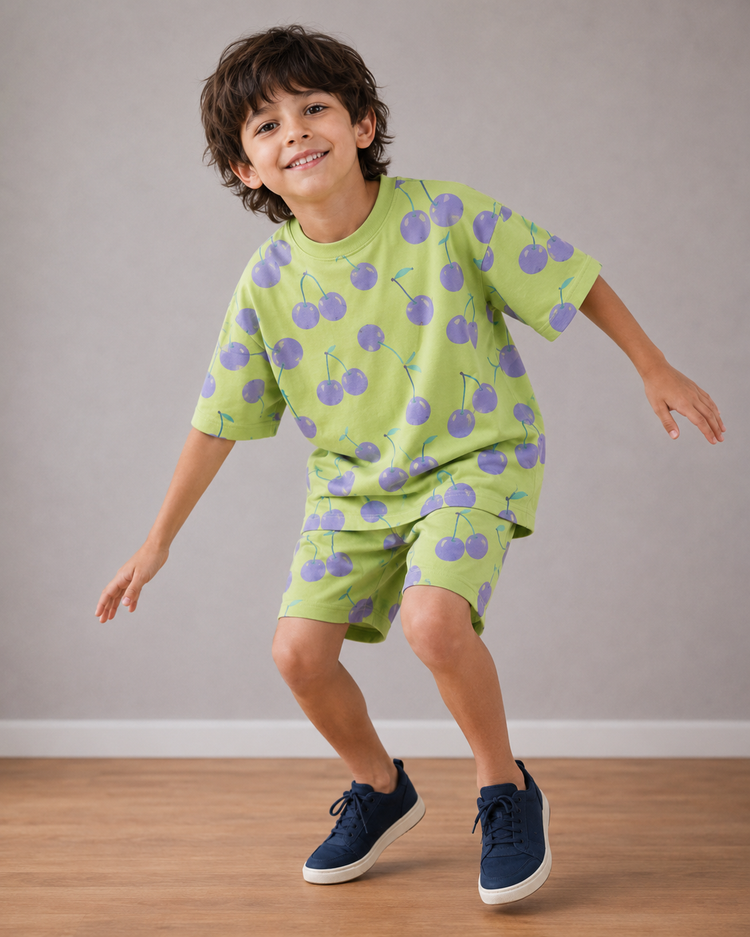 Boy wearing Anaario Cherry Bomb Co-ord Set