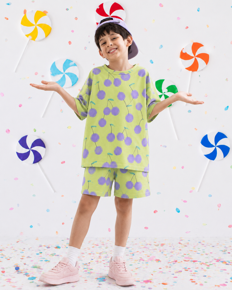 Boy wearing Anaario Cherry Bomb Co-ord Set