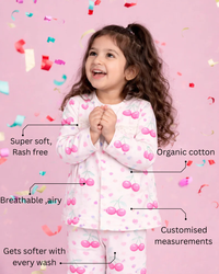 Girl wearing Anaario Cherry Heart Night Suit
