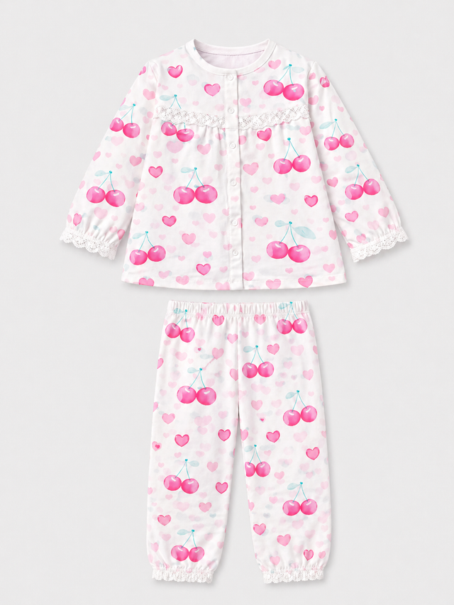 Girl wearing Anaario Cherry Heart Night Suit