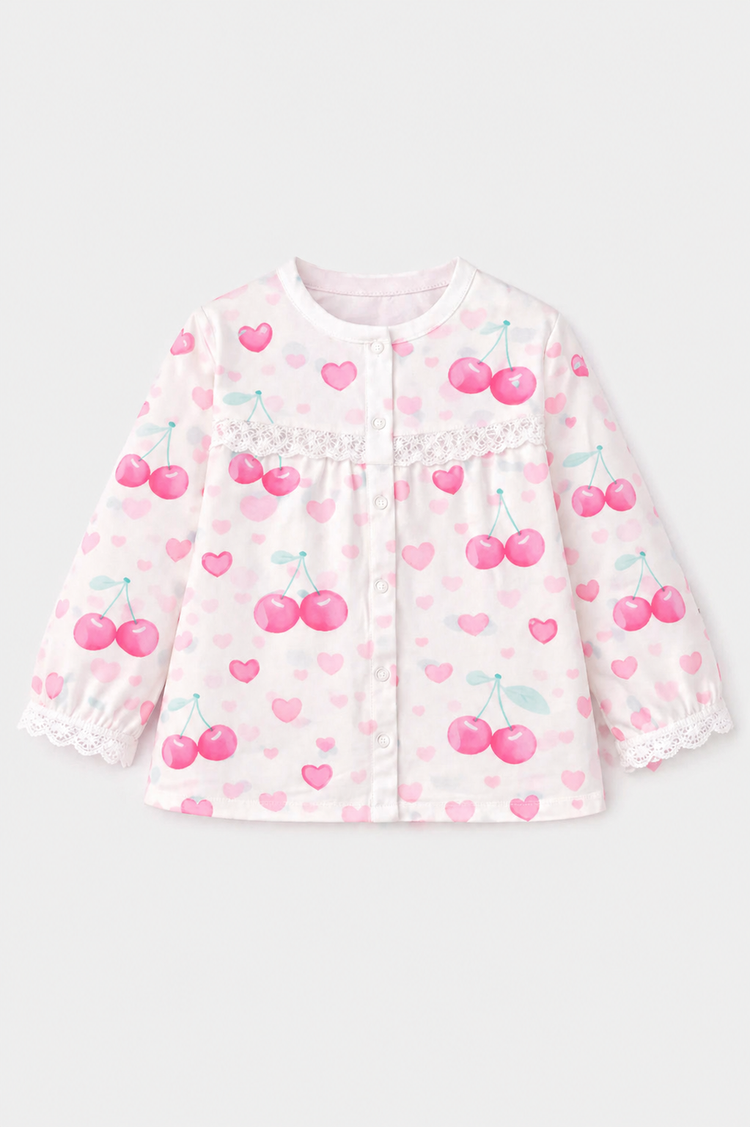 Girl wearing Anaario Cherry Heart Night Suit