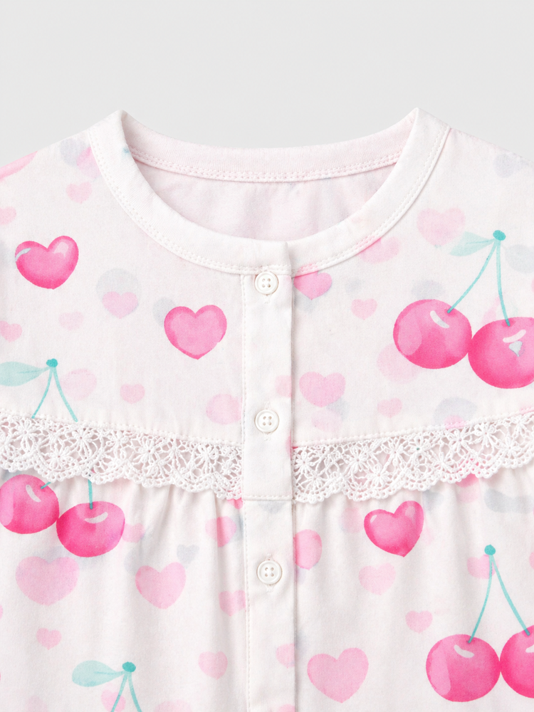 Girl wearing Anaario Cherry Heart Night Suit