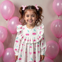 Girl wearing Anaario Cherry Heart Ruffle Dress