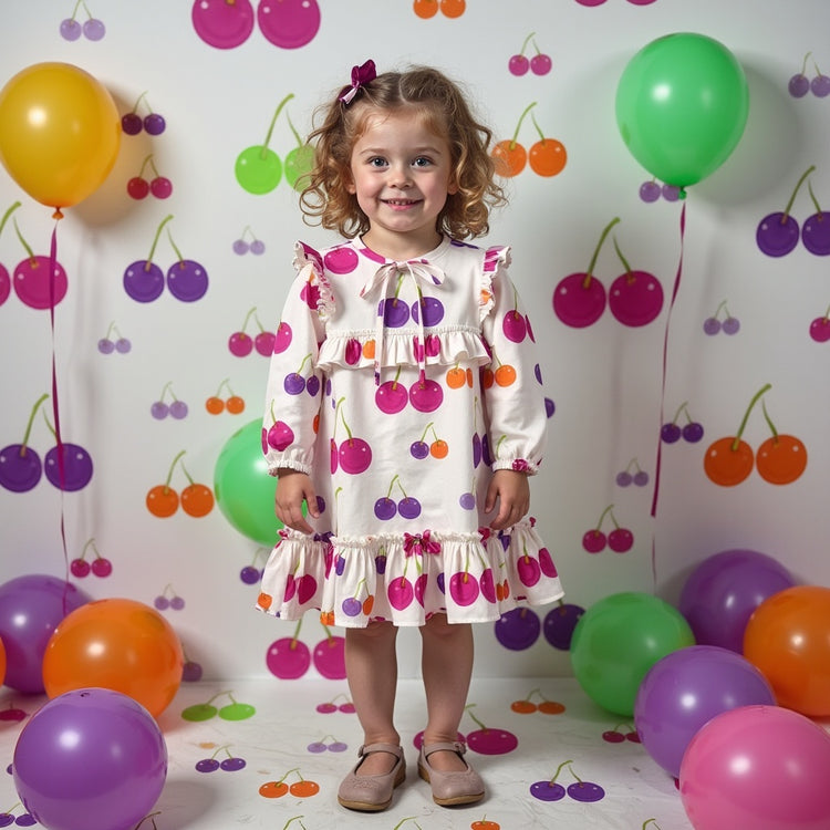 Girl wearing Anaario Cherry Jubilee Ruffle Dress
