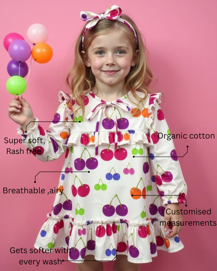 Girl wearing Anaario Cherry Jubilee Ruffle Dress
