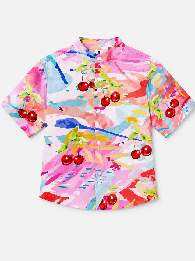 Boy wearing Anaario Cherry Splash Shirt Set