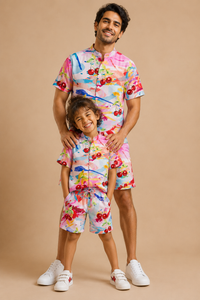 Boy wearing Anaario Cherry Splash Shorts