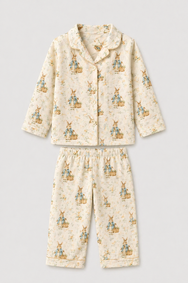 Girl wearing Anaario Classic Bunnies Night Suit