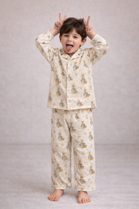 Girl wearing Anaario Classic Bunnies Night Suit