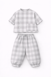 Boy wearing Anaario Cloud Check Co-ord Set