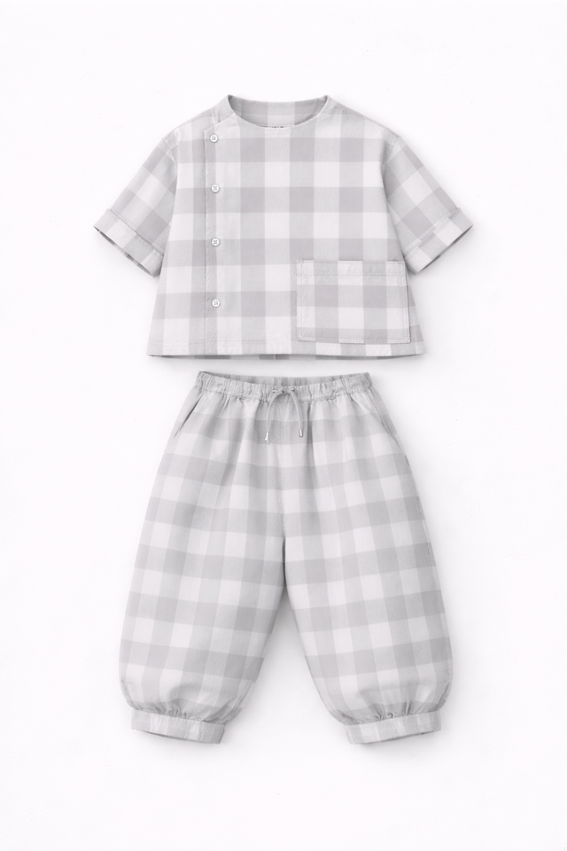 Boy wearing Anaario Cloud Check Co-ord Set