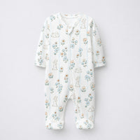 Cloud Koala bamboo cotton baby sleepsuit — zip romper onesie detail