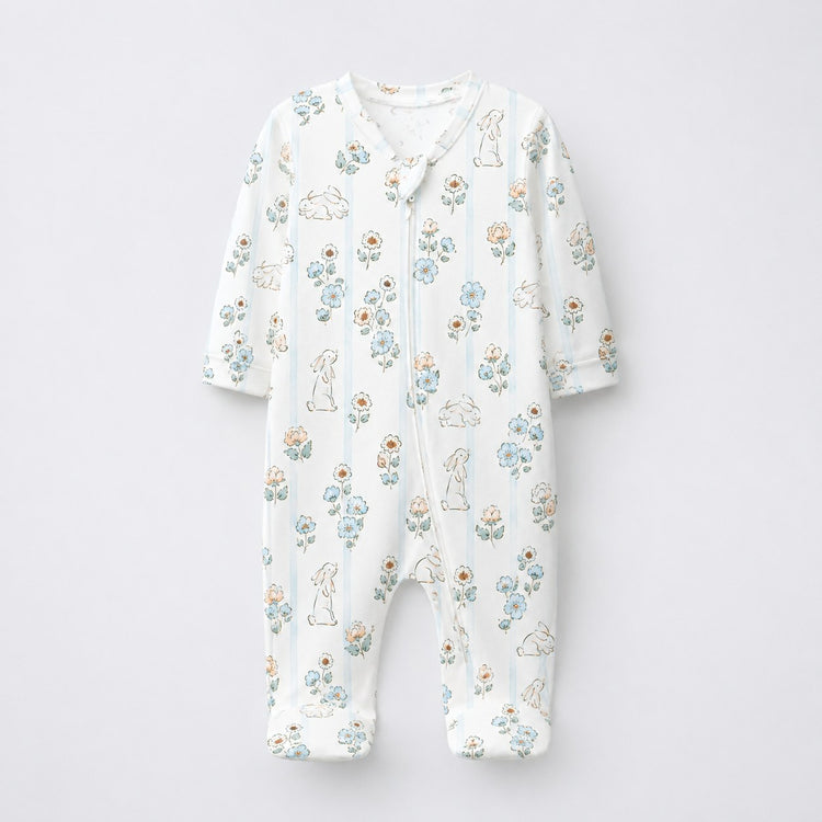 Cloud Koala bamboo cotton baby sleepsuit — zip romper onesie detail