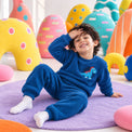 Cobalt Blue Dino Fleece Set on child by Anaario – winter fleecewear