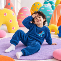 Cobalt Blue Dino Fleece Set on child by Anaario – winter fleecewear