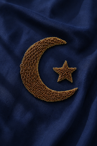 Moon-Star embroidered motif, close-up detail
