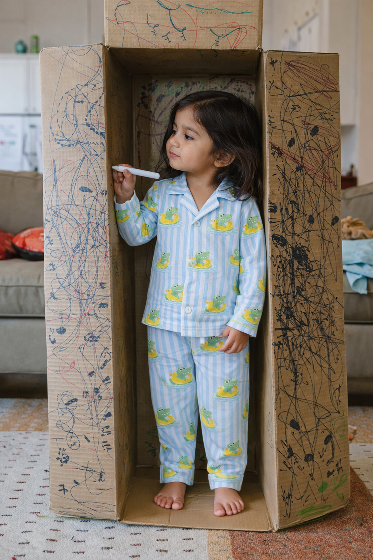 Boy wearing Anaario Crocodile Print Night Suit