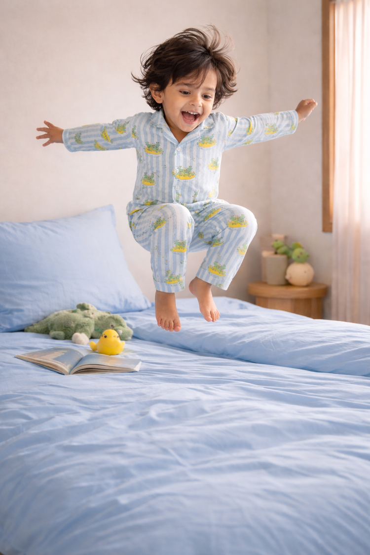 Boy wearing Anaario Crocodile Print Night Suit