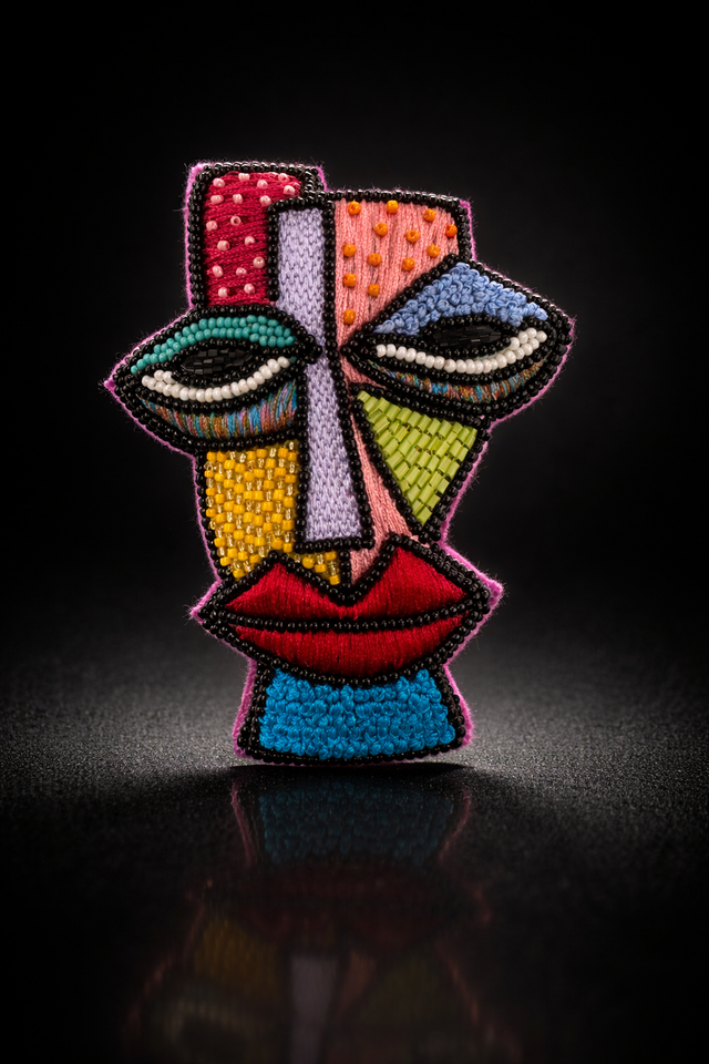 Anaario Cubist Face Brooch pin