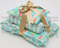Snuggles and Cuddles Baby Blanket Gift Bundle (Blue and Tangerine Florals) features