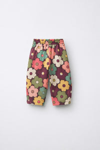 Brown Flowers Hooded Barrel Pant Set flat lay by Anaario