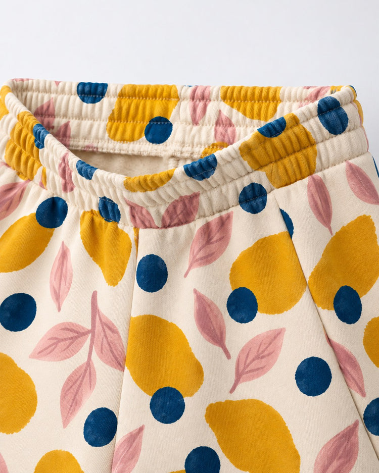 Mustard Lemons Hooded Barrel Pant Set flat lay by Anaario