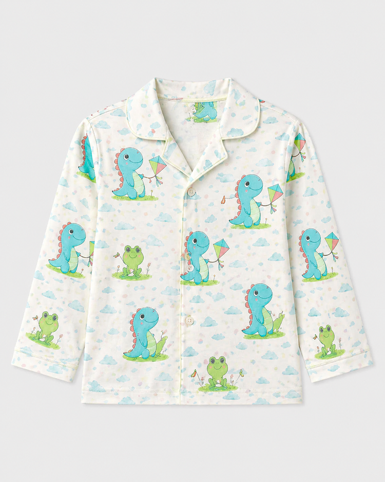 Boy wearing Anaario Dino-Kites Night Suit