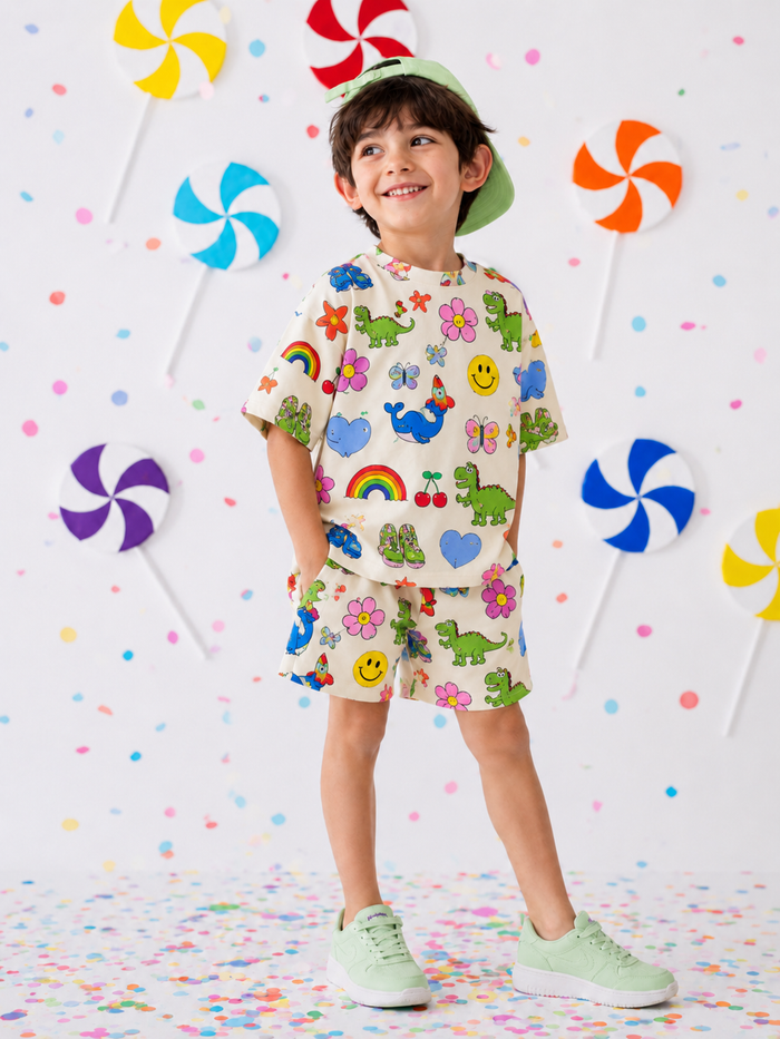 Boy wearing Anaario Doodle Squad Co-ord Set