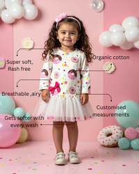 Girl wearing Anaario Dotty Donut Dress