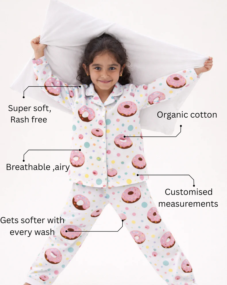 Girl wearing Anaario Dotty Donut Night Suit