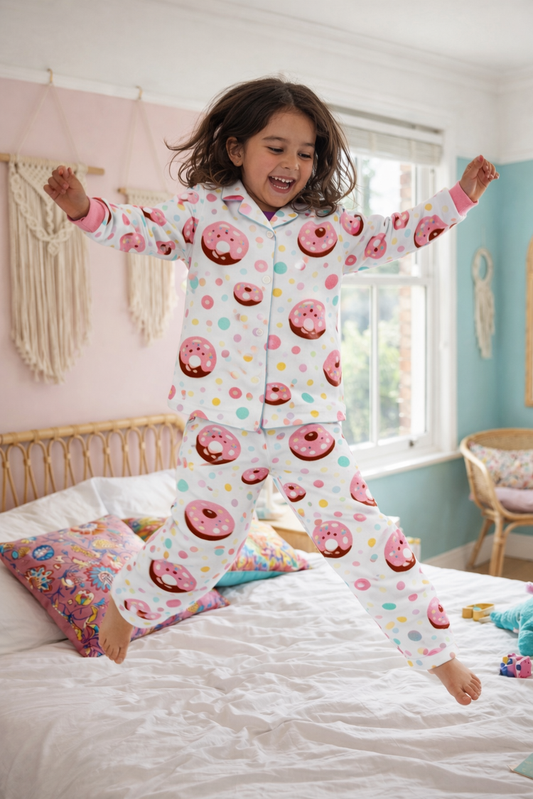 Girl wearing Anaario Dotty Donut Night Suit