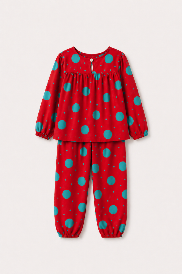 Girl wearing Anaario Dotty Dreams Night Suit