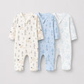 Duck & Meadow bamboo baby sleepsuit combo — coordinating full-sleeve two-way zip romper onesies