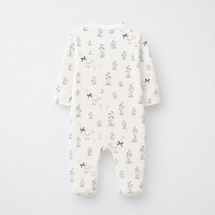 Duck & Meadow bamboo cotton baby sleepsuit — footed zip-front sleepsuit, onesie romper