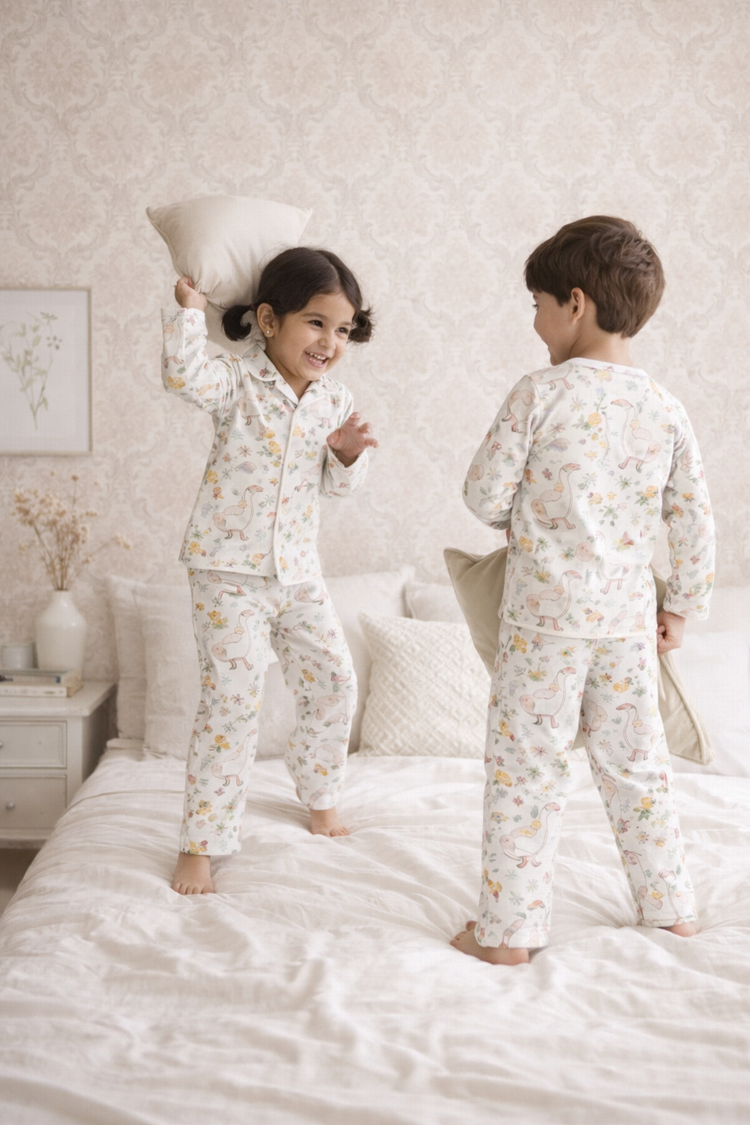 Girl wearing Anaario Ducks and Mouse Night Suit