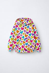 Multi Hearts Hooded Barrel Pant Set flat lay by Anaario