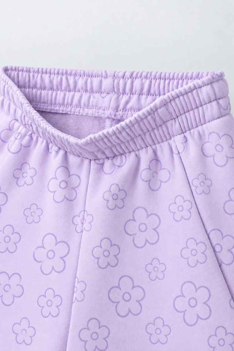 Lavender Flowers Hooded Barrel Pant Set flat lay by Anaario