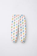 Multi Pastel Dinosaur Barrel Pant Set flat lay by Anaario