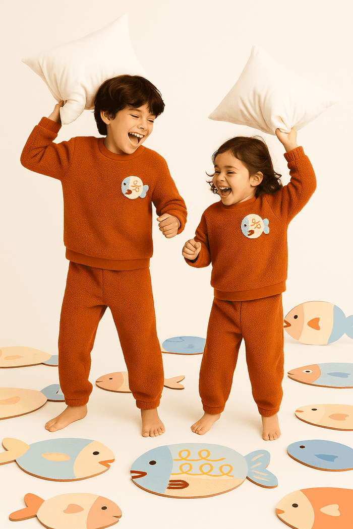 Rust Fish Fleece Set