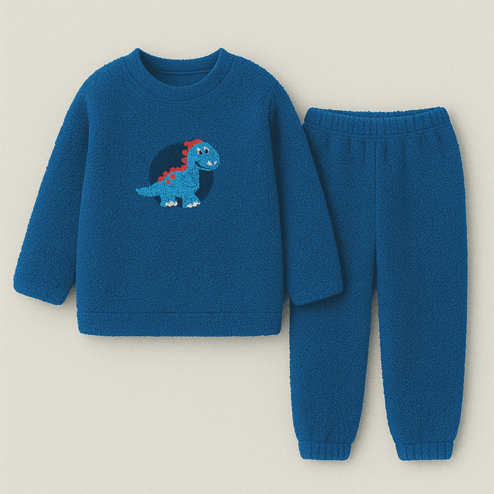 Teal Blue Dino Fleece Set