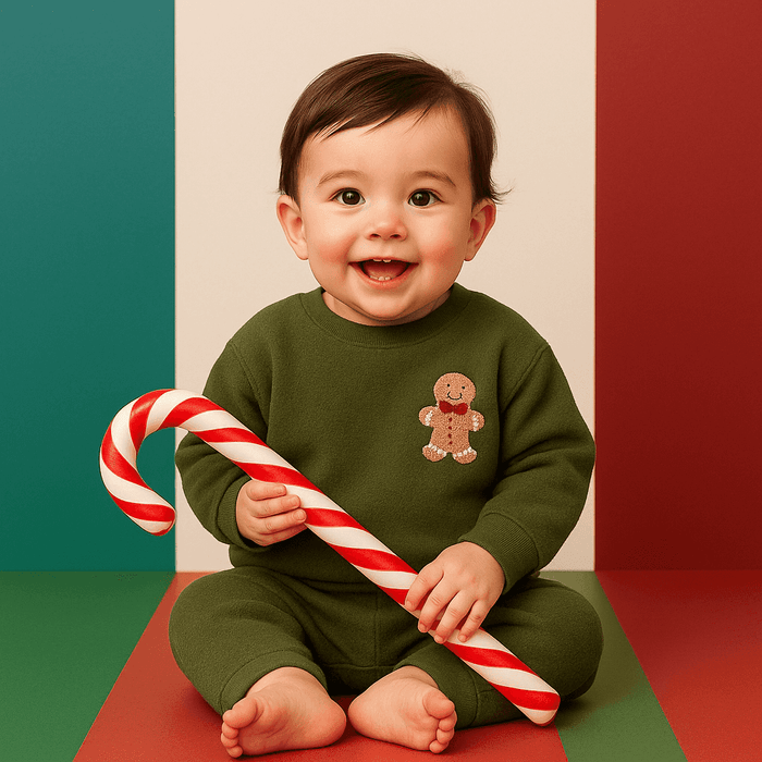 Olive Green Gingerbread Fleece Set